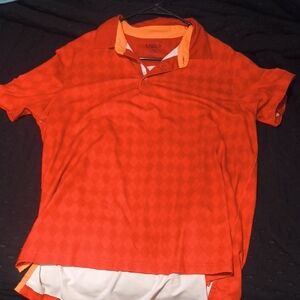 Chaps Red Polo Shirt with Orange Accents